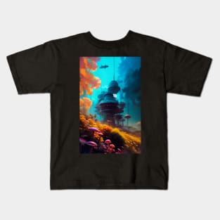 Abstract Another World Aliens City Kids T-Shirt